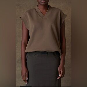 Fear of God Essentials Women's Wood V-Neck Vest NWOT Small